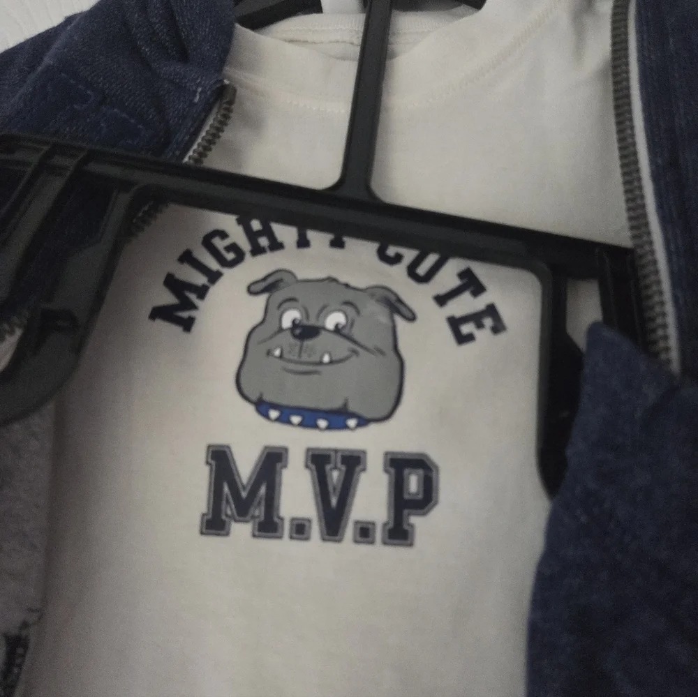 Carter's Baby 3 Month Set 3pc Hoodie, Pants, Bodysuit 'Hunk' Dog NWT Navy